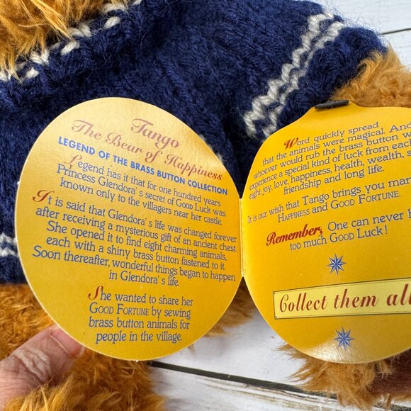 Tango Bear Brass Button Collectables 1997 10" Plush Sailor Sweater Hat Vtg - Picture 6 of 9